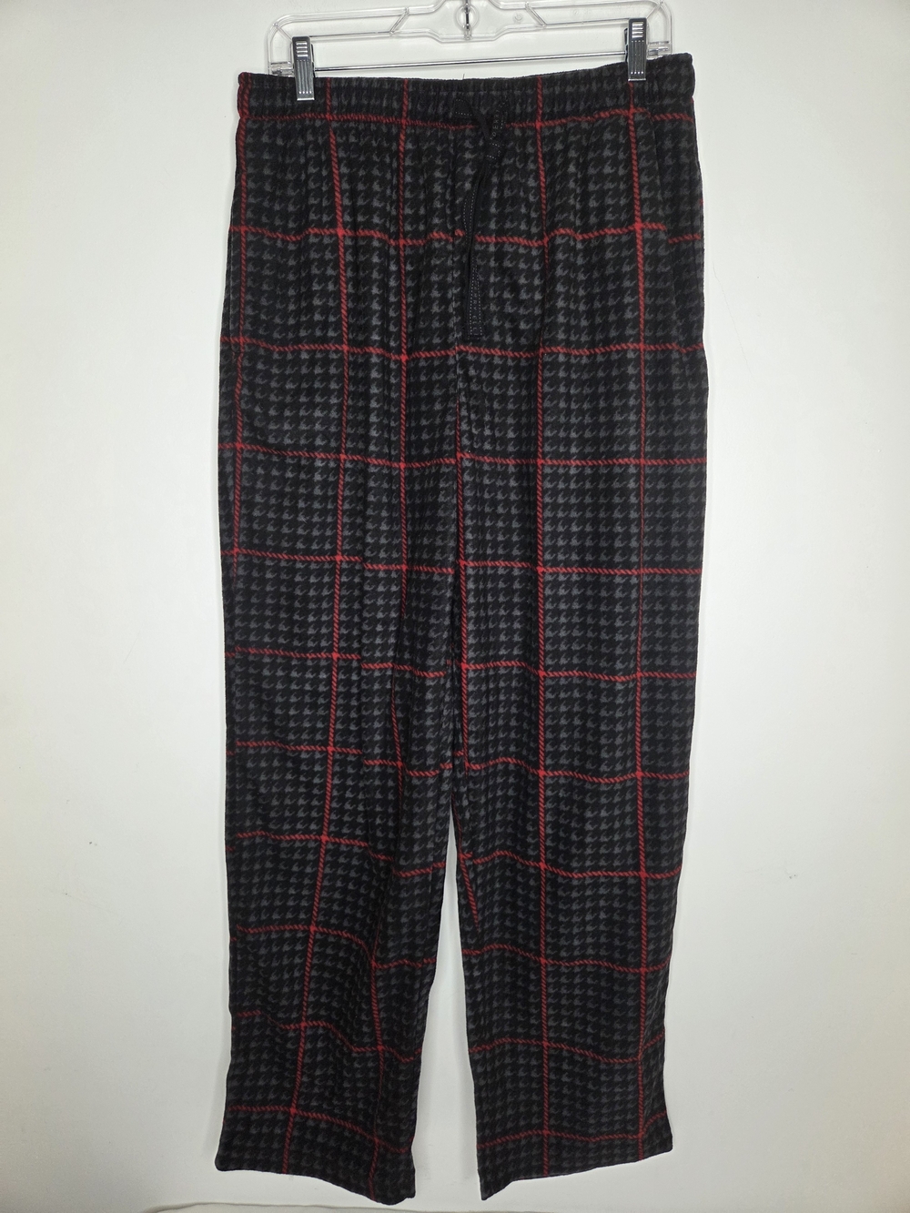 Perry Ellis Black Sleep Wear Pants with Red/grey Plaited Print